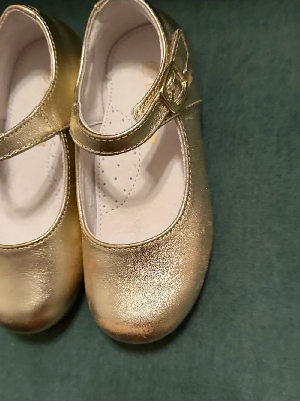 L'Amour Gold Metallic Mary Jane Shoes for Kids